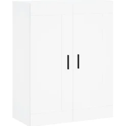 Szafka Regał Witrynka Biała z Drzwiami 69.5x34x180 cm do Salonu Pokoju