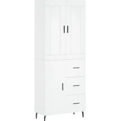 Szafka Regał Witrynka Biała z Drzwiami 69.5x34x180 cm do Salonu Pokoju
