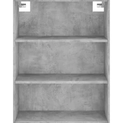 Szafka Regał Witrynka Szara Beton z Drzwiami 69.5x34x180 cm do Salonu