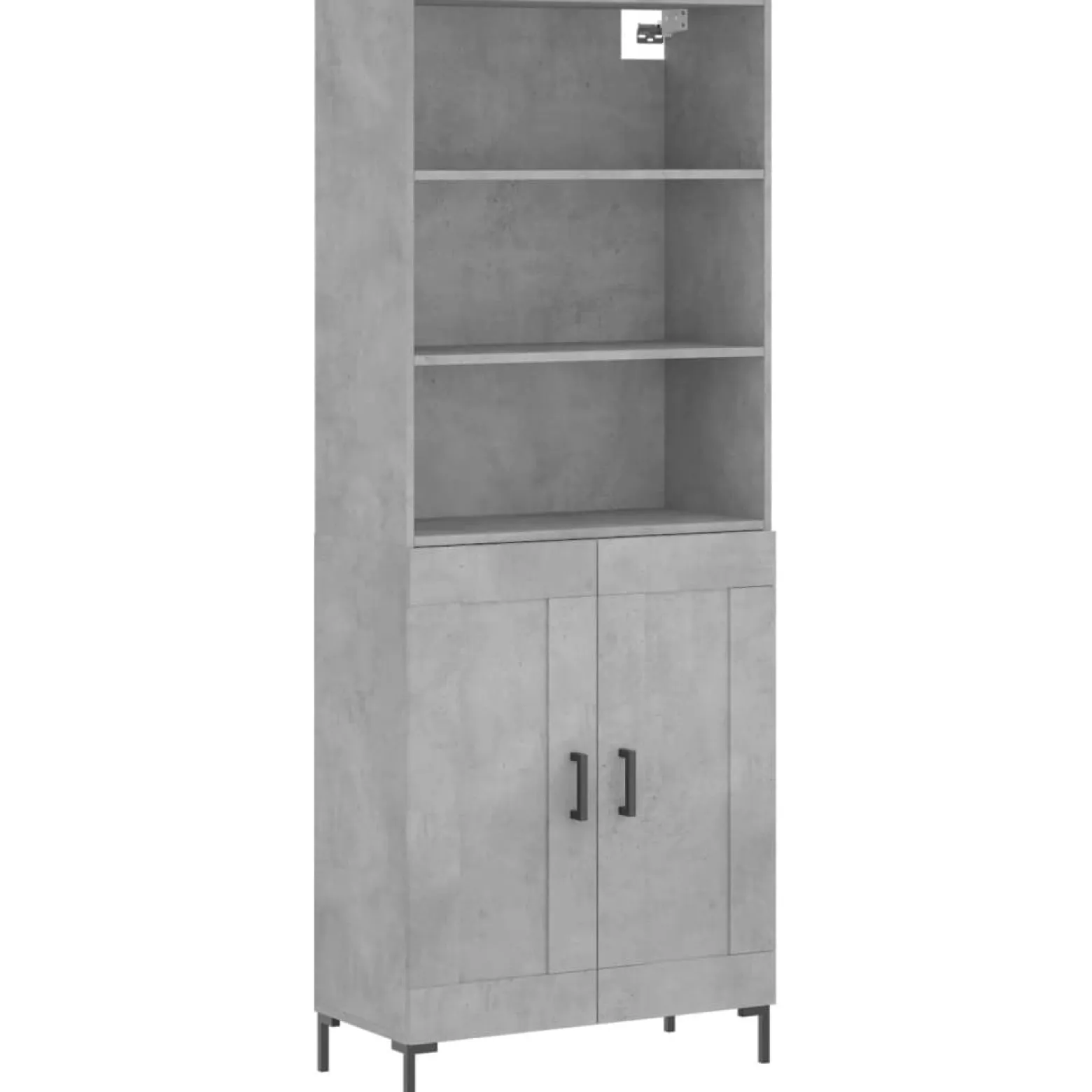 Szafka Regał Witrynka Szara Beton z Drzwiami 69.5x34x180 cm do Salonu