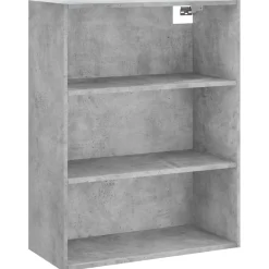 Szafka Regał Witrynka Szara Beton z Drzwiami 69.5x34x180 cm do Salonu