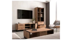 Szafka RTV Amino 159 cm z 2 drzwiami dąb wotan/czarny