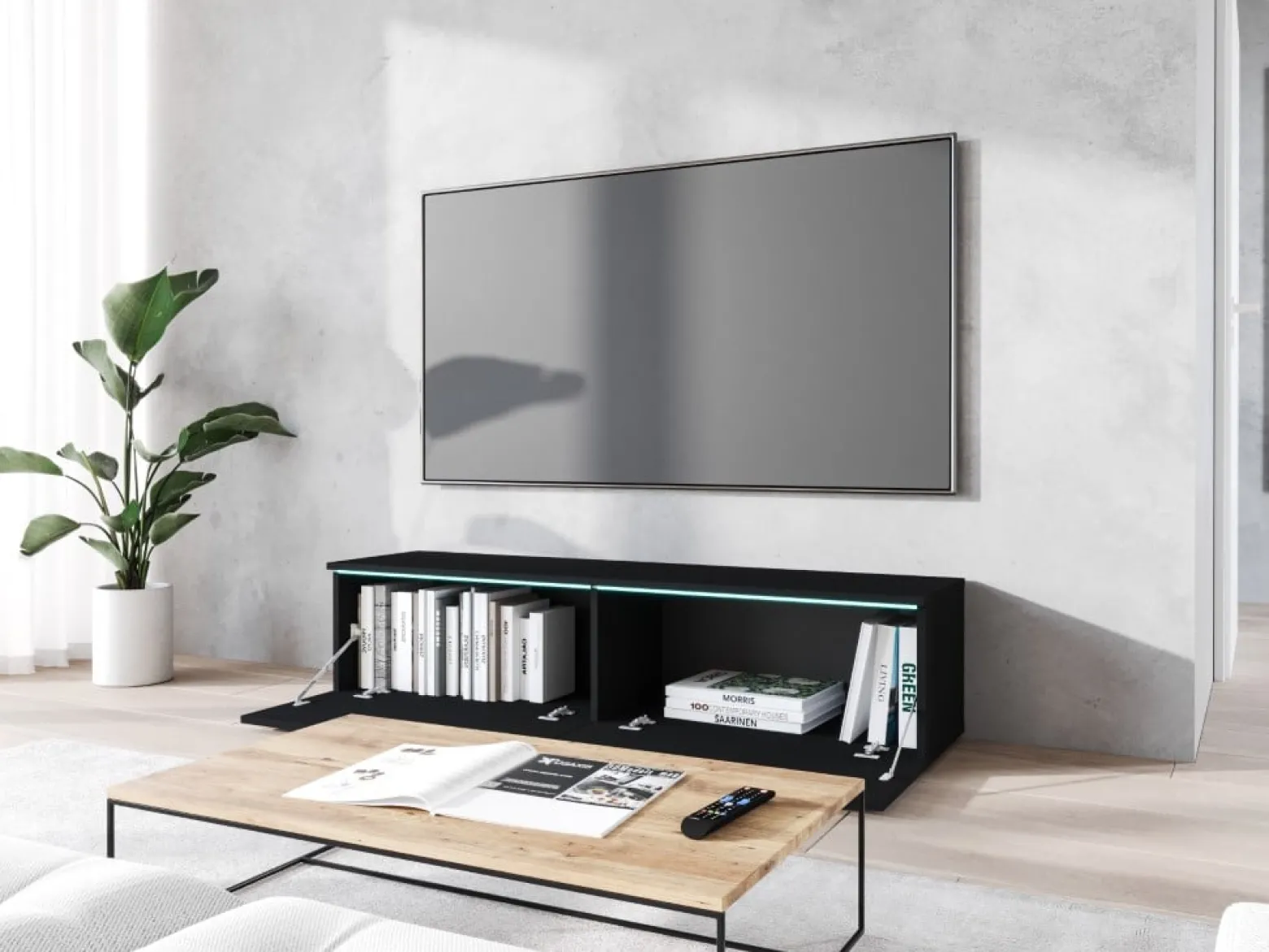 Szafka RTV DONNA 140 w kolorze czarny grafit