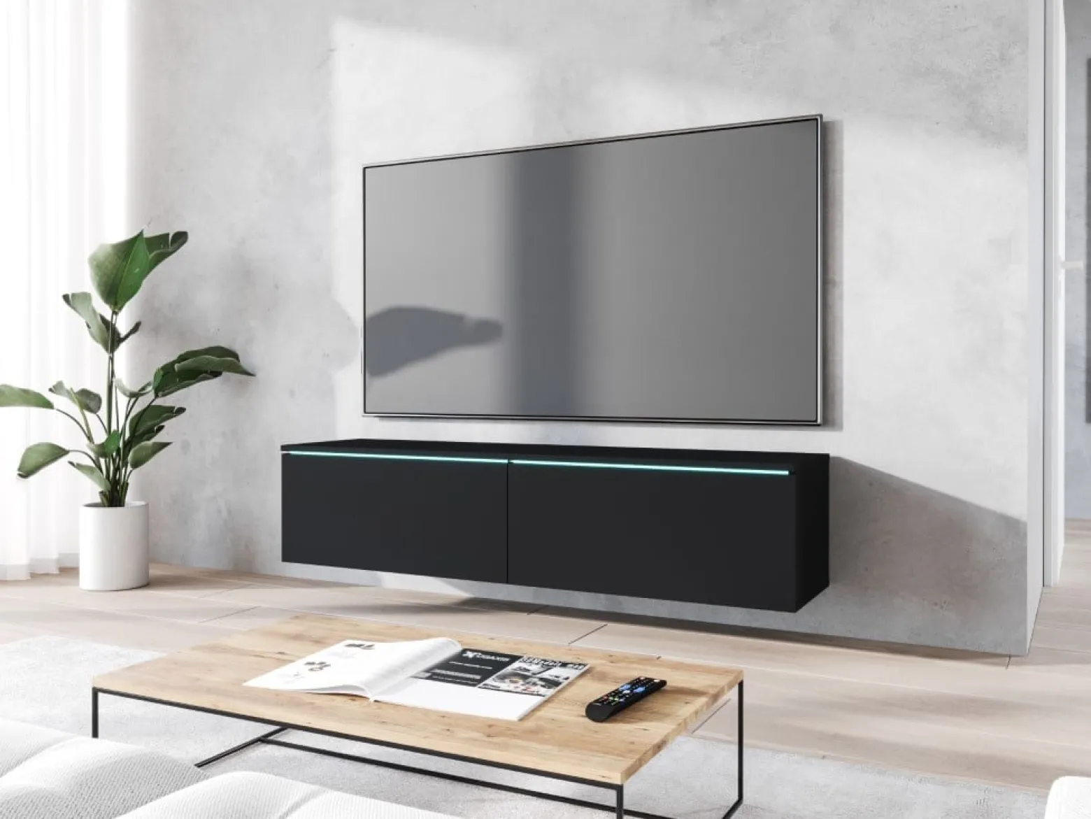 Szafka RTV DONNA 140 w kolorze czarny grafit