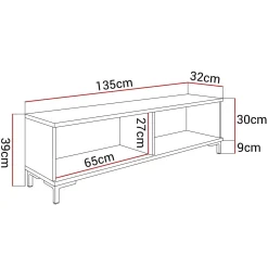 Szafka RTV OXFORD 135 cm szary mat nogi złote