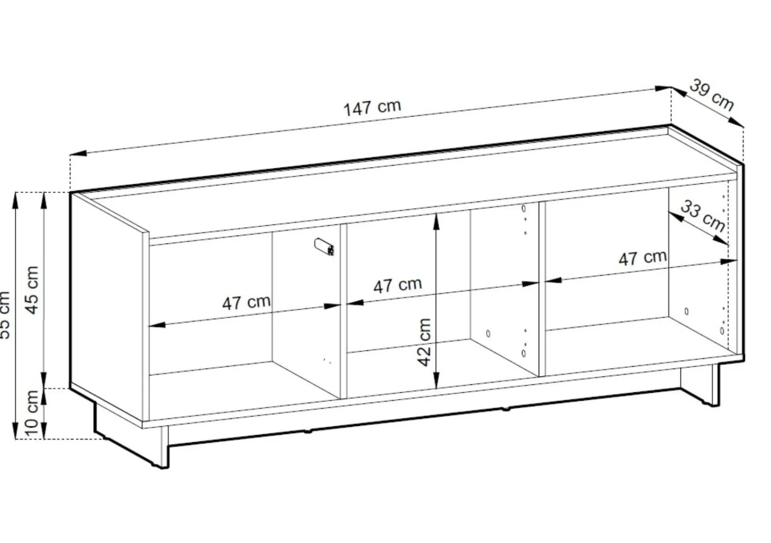 Szafka RTV SUNA 147x39 cm Komoda pod Telewizor Dąb Karmel w Stylu Japandi
