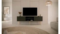 Szafka RTV Toronto 160 cm z 2 drzwiami i półkami czarna