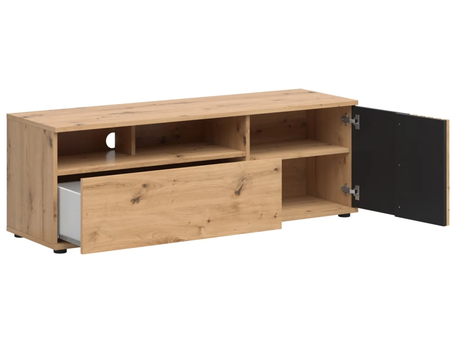 Szafka RTV Vabres 135 cm z drzwiami i szufladą dąb artisan lamele