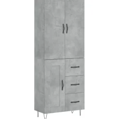 Szafka Szara Beton z Drzwiami 69.5x34x180 cm do Salonu Pokoju