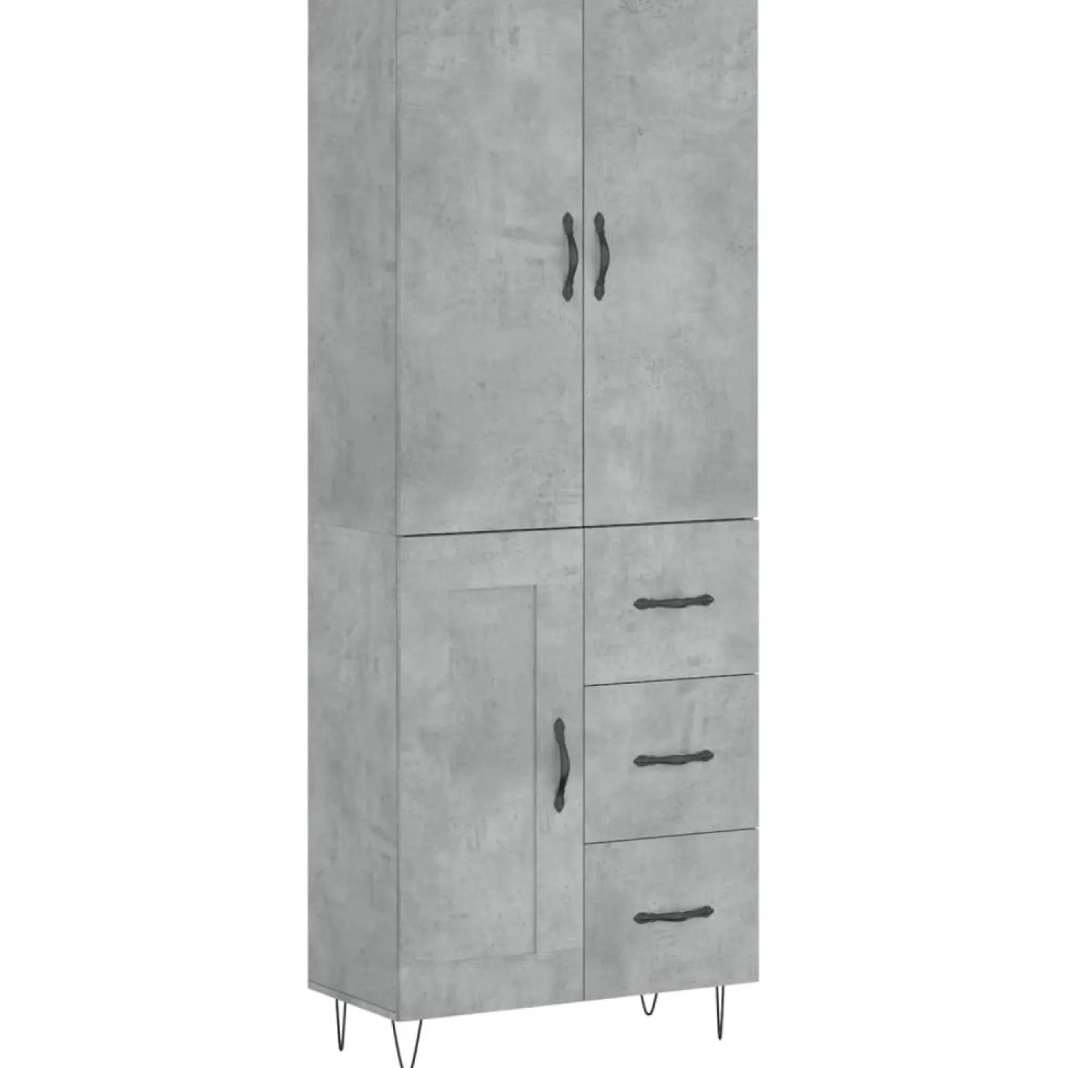 Szafka Szara Beton z Drzwiami 69.5x34x180 cm do Salonu Pokoju