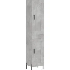 Szafka Szara z Drzwiami 34.5x34x180 cm do Salonu Pokoju Sypialni