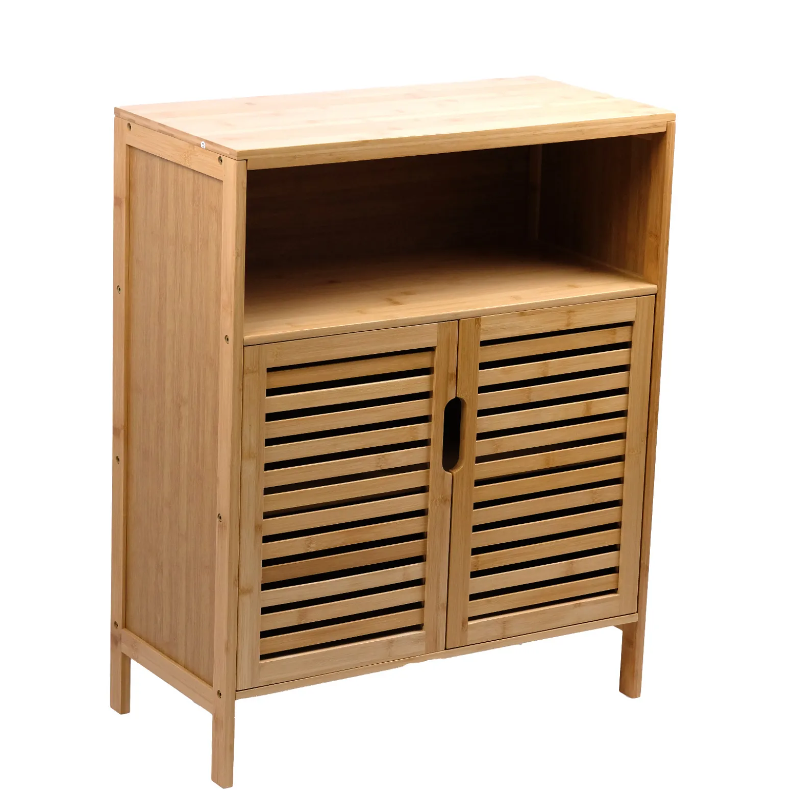 Szafka Łazienkowa Bambusowa z blatem Stojąca z półkami Regał 81x65x31cm