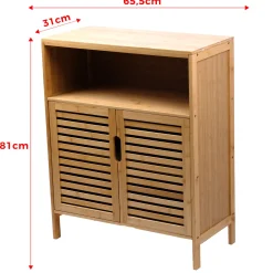 Szafka Łazienkowa Bambusowa z blatem Stojąca z półkami Regał 81x65x31cm