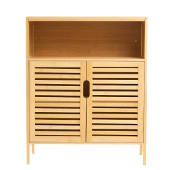 Szafka Łazienkowa Bambusowa z blatem Stojąca z półkami Regał 81x65x31cm