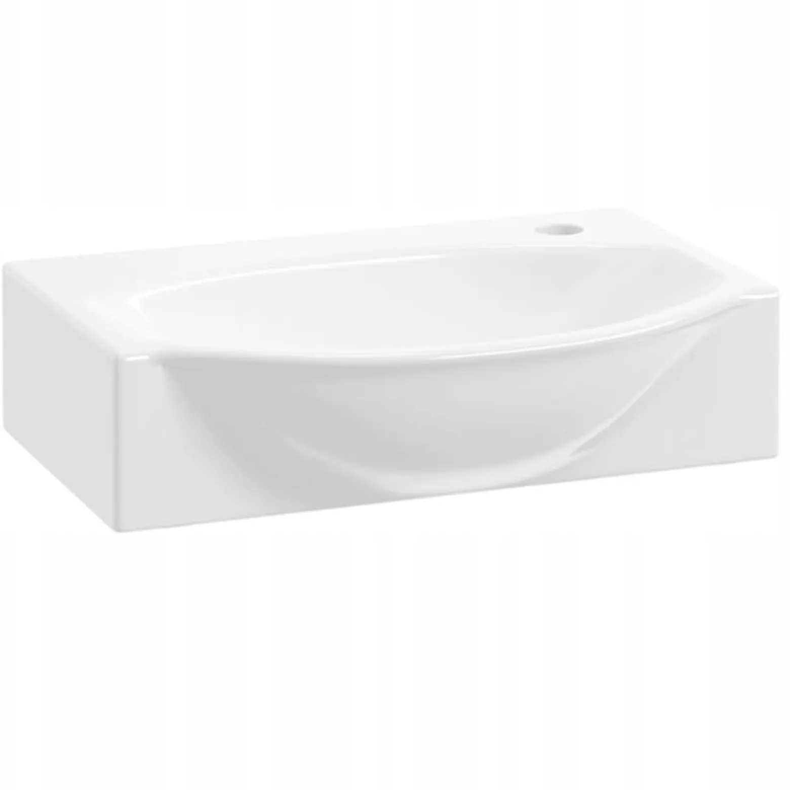 Szafka Łazienkowa Biała Połysk z Umywalką 40 x 30 cm Bateria Obrotowa Syfon