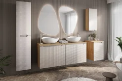 Szafka Łazienkowa 35 cm BEŻOWA KWADRAT Wisząca MDF 3D LUXOR