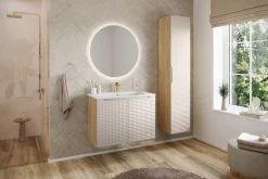 Szafka Łazienkowa 35 cm BEŻOWA KWADRAT Wisząca MDF 3D LUXOR