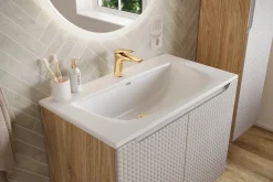 Szafka Łazienkowa 35 cm BEŻOWA KWADRAT Wisząca MDF 3D LUXOR