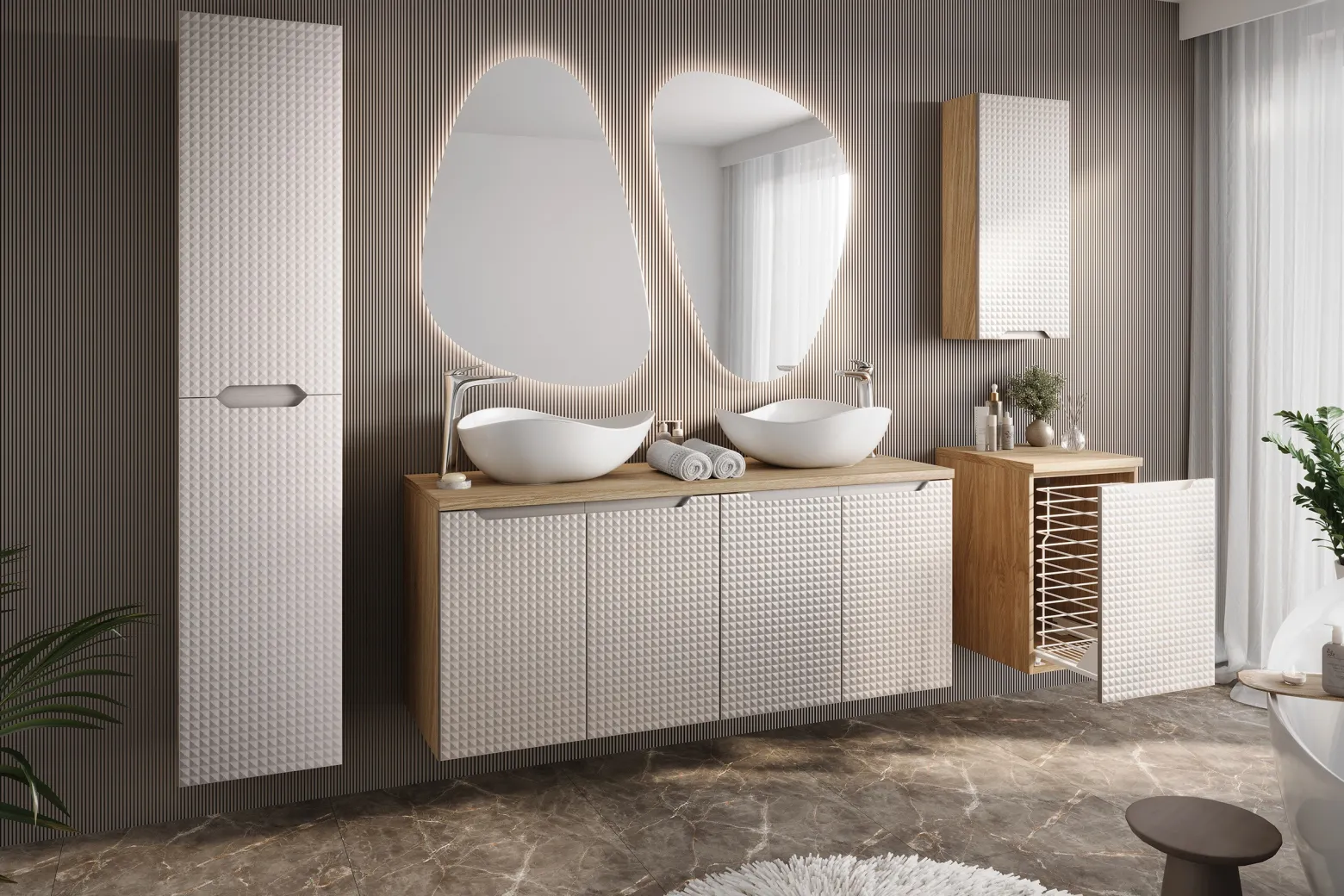 Szafka łazienkowa LUXOR BEIGE 83-35-1D 35cm dąb olejowany/be