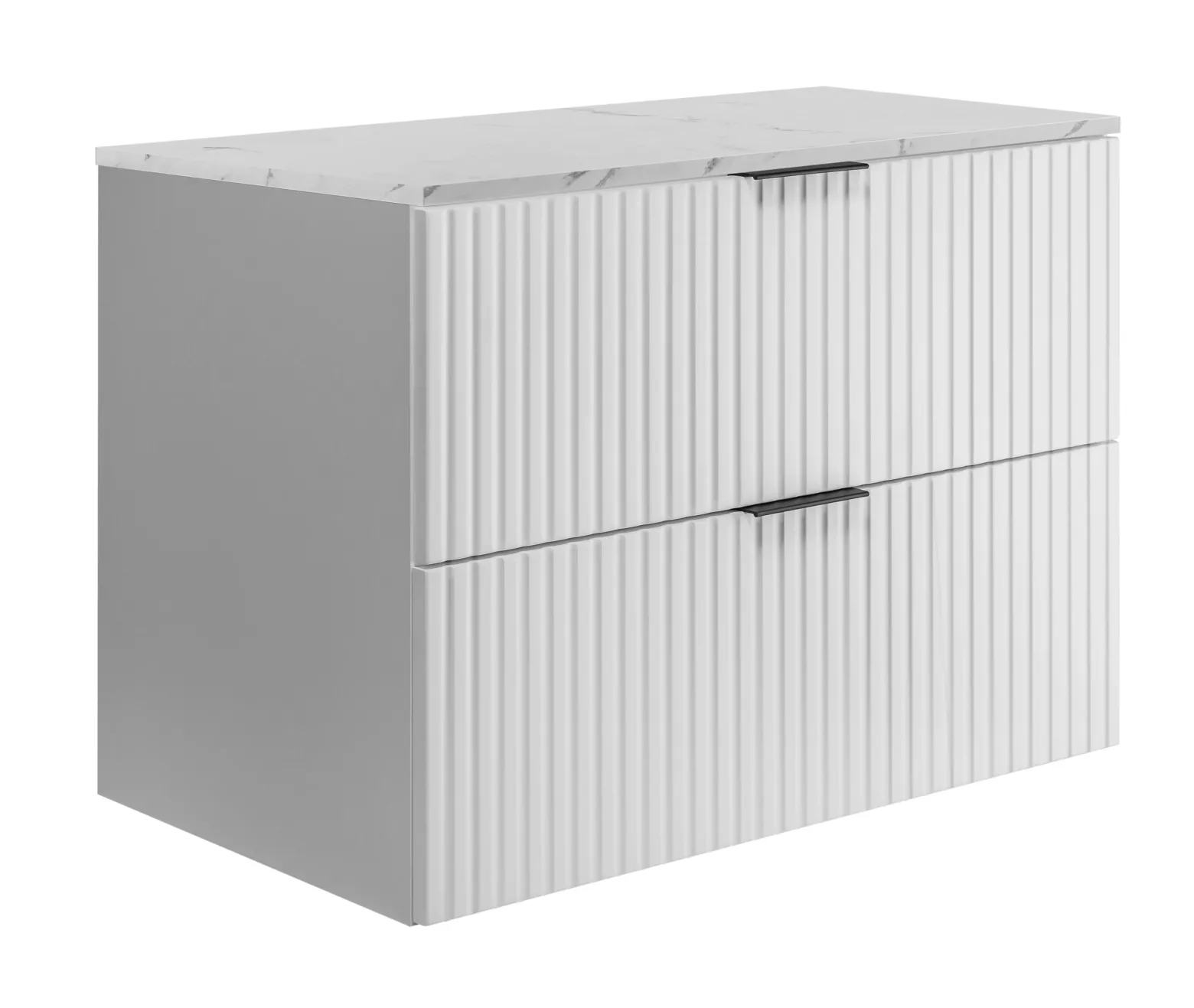 Szafka łazienkowa wisząca, biała / blat biały marmur (MDF), 80 x 57 x 46 cm