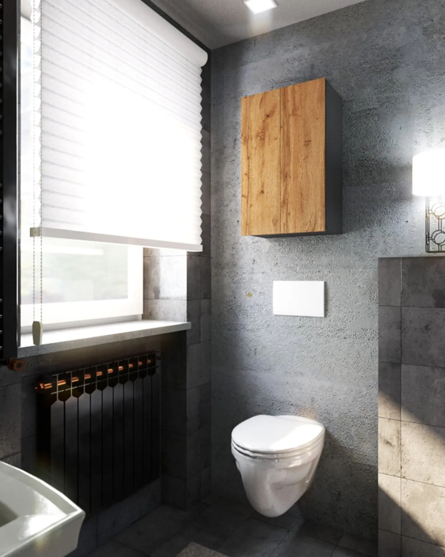 Szafka łazienkowa wisząca 60cm loft bezuchywtowa szary wotan