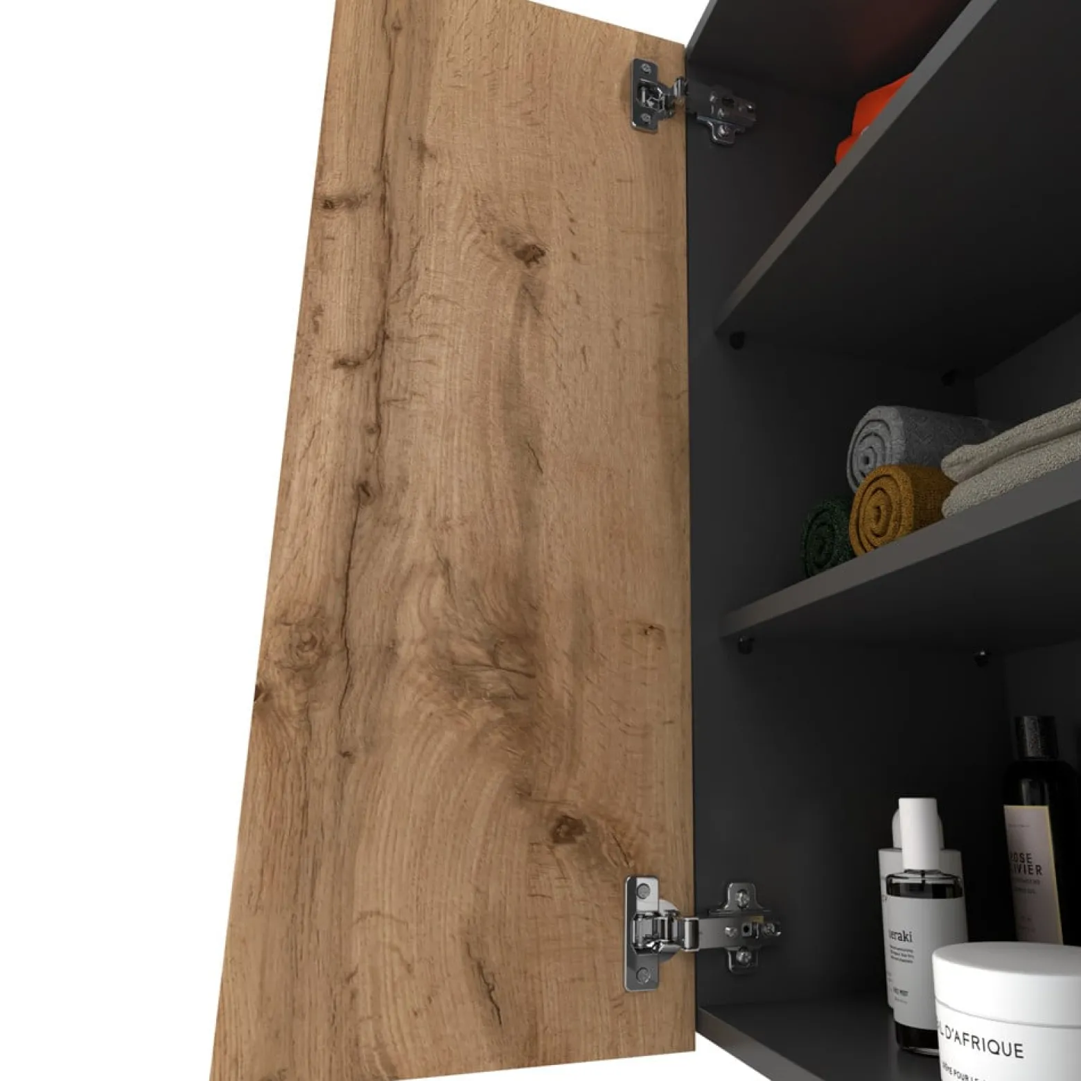 Szafka łazienkowa wisząca 60cm loft bezuchywtowa szary wotan