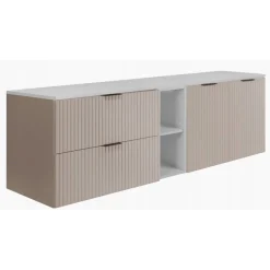 Szafka Łazienkowa Wisząca Dwudrzwiowa Kaszmir Blat Regał Biały 140X46 Cm