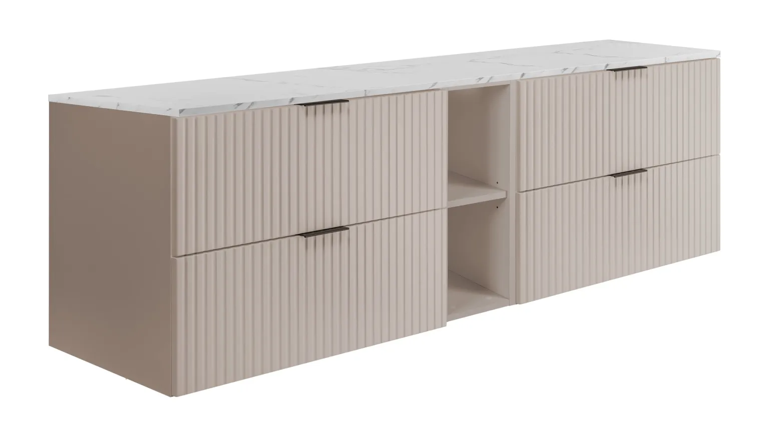 Szafka łazienkowa wisząca, kaszmir / blat marmur (MDF), 180 x 57 x 46 cm