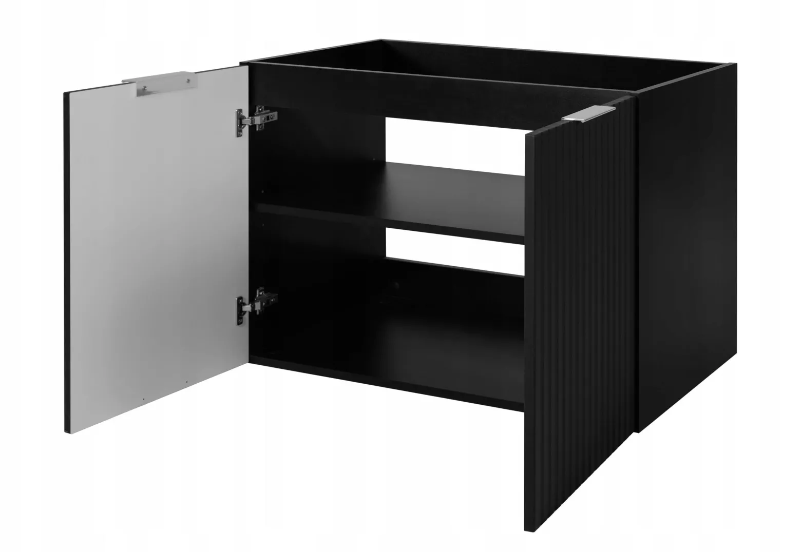 Szafka Łazienkowa Wisząca Pod Umywalkę 80X46 Cm Flisan Czarna Dwudrzwiowa