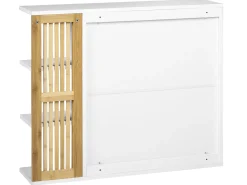 Szafka łazienkowa wisząca z lustrem MDF biała