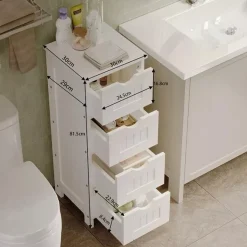 Szafka łazienkowa wąska – słupek z szufladami w stylu skandynawskim