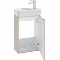 Szafka Łazienkowa 40 x 22 cm z Umywalką Wisząca Kaszmir Beżowa Mat Mała