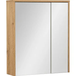 Szafka Łazienkowa z Lustrem 60cm 2 Drzwi Dąb Wotan Vivien