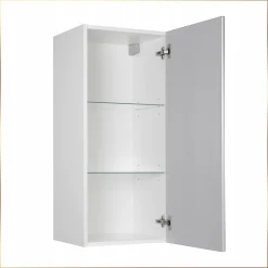Szafka łazienkowa z lustrem wisząca 40x90x35 cm biała mdf półki cichy domyk