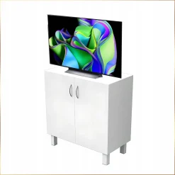 Szafka Biała Stojąca Matowa 60x58 RTV Otwór na Kable pod Telewizor Półka