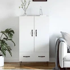Szafka Biała z Drzwiami 69.5x31x115 cm do Salonu Pokoju Sypialni