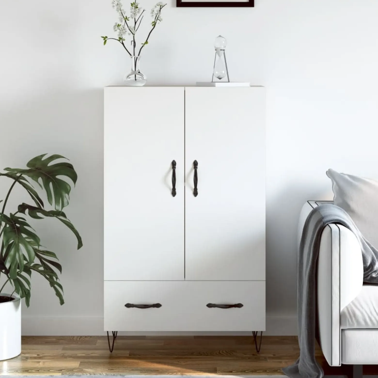 Szafka Biała z Drzwiami 69.5x31x115 cm do Salonu Pokoju Sypialni