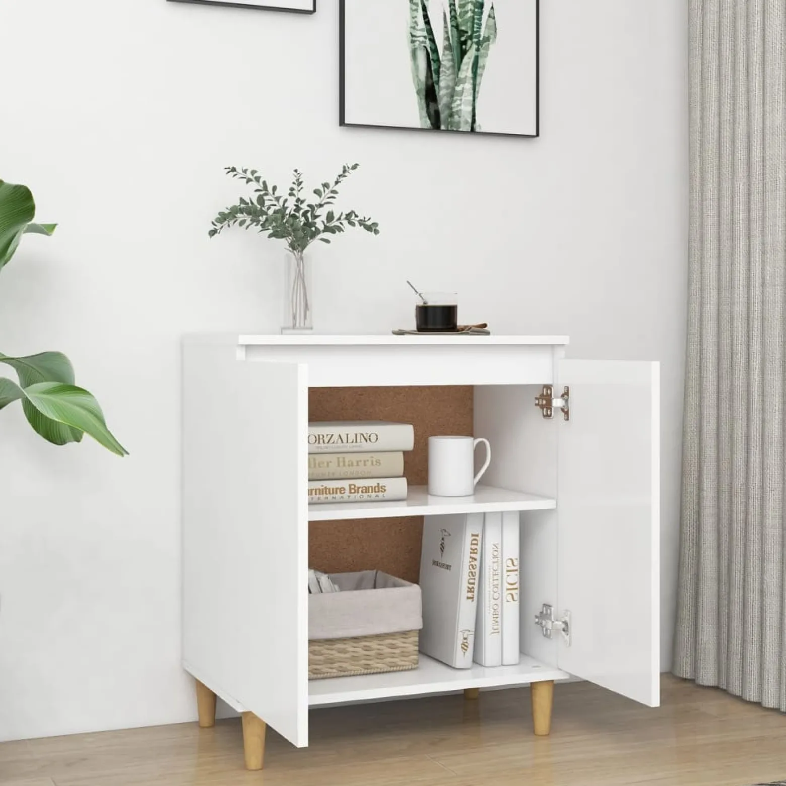 Szafka Biała z Drzwiami 60x35x70 cm do Salonu Pokoju Sypialni