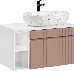 Szafka 80 cm ICONIC ROSE z umywalką LILI MW21 i regałem