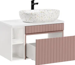 Szafka 80 cm ICONIC ROSE z umywalką LILI MW21 i regałem
