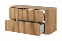 Szafka 100 Cm + Słupek 139 Cm Zestaw Łazienkowy Wiszący Dąb Fronty Mdf