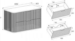 Szafka 100 Cm + Słupek 139 Cm Zestaw Łazienkowy Wiszący Dąb Fronty Mdf