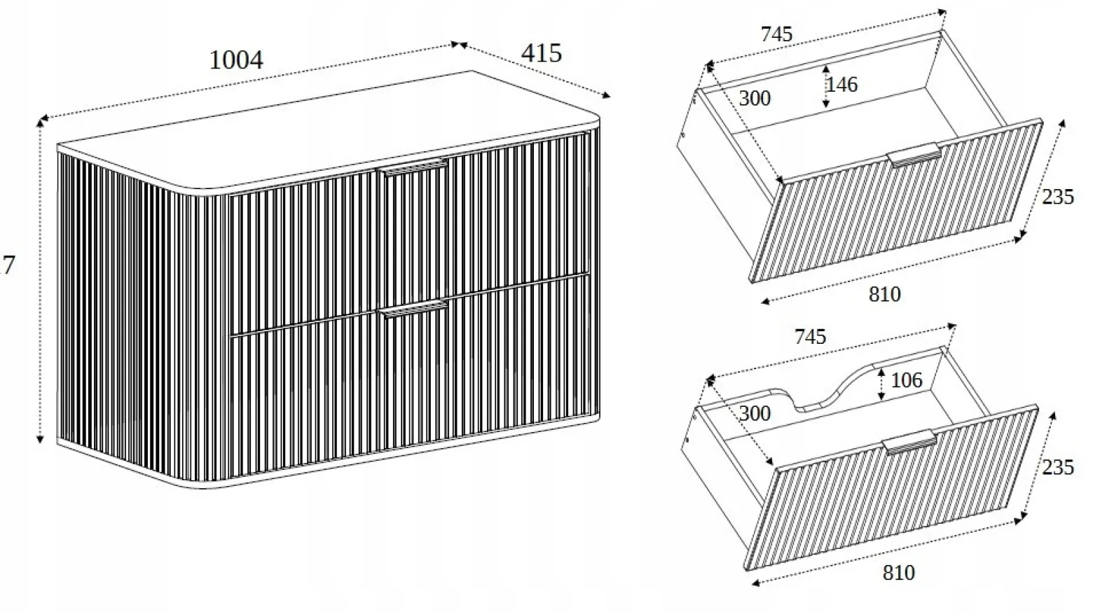 Szafka 100 Cm + Słupek 139 Cm Zestaw Łazienkowy Wiszący Dąb Fronty Mdf