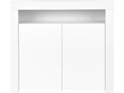 Szafka dwudrzwiowa 4 półki z paskiem LED biala