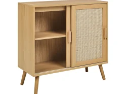 Szafka dwudrzwiowa z półkami jasne drewno rattan