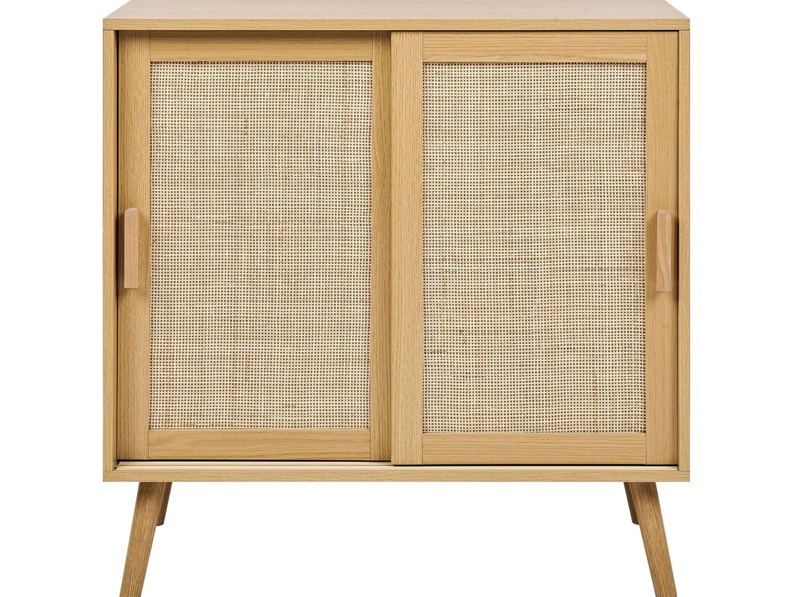 Szafka dwudrzwiowa z półkami jasne drewno rattan