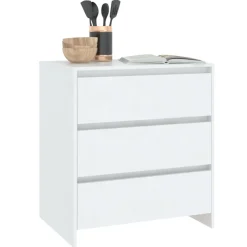 Szafka Komoda Regał Biała z Szufladami 70x41x75 cm do Salonu Pokoju