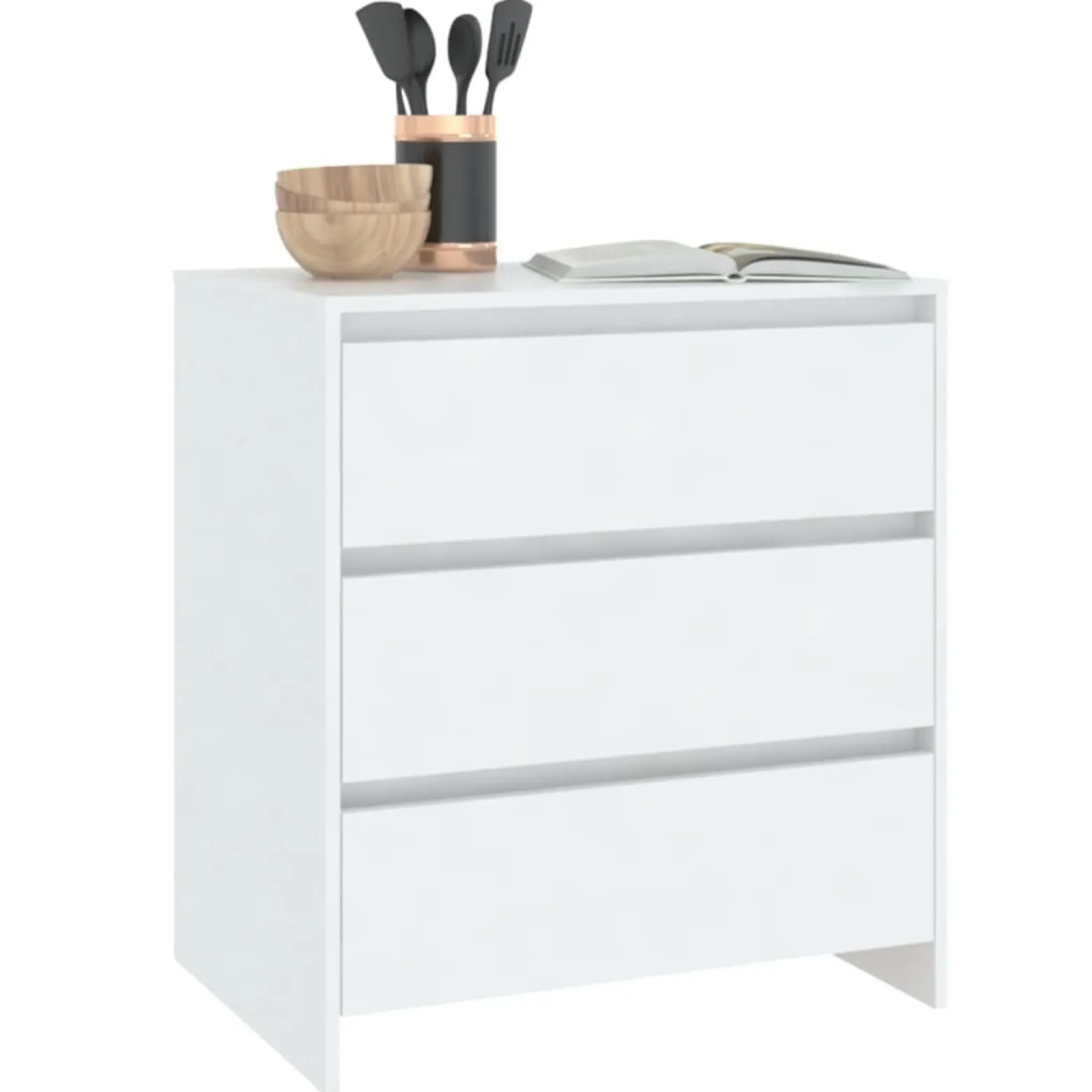 Szafka Komoda Regał Biała z Szufladami 70x41x75 cm do Salonu Pokoju