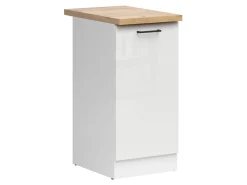 Szafka kuchenna dolna Junona Line 40 cm lewa kredowy połysk z blatem