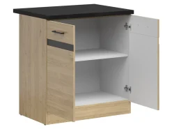 Szafka kuchenna dolna Junona Line 80 cm dwudrzwiowa dąb bernstein z blatem